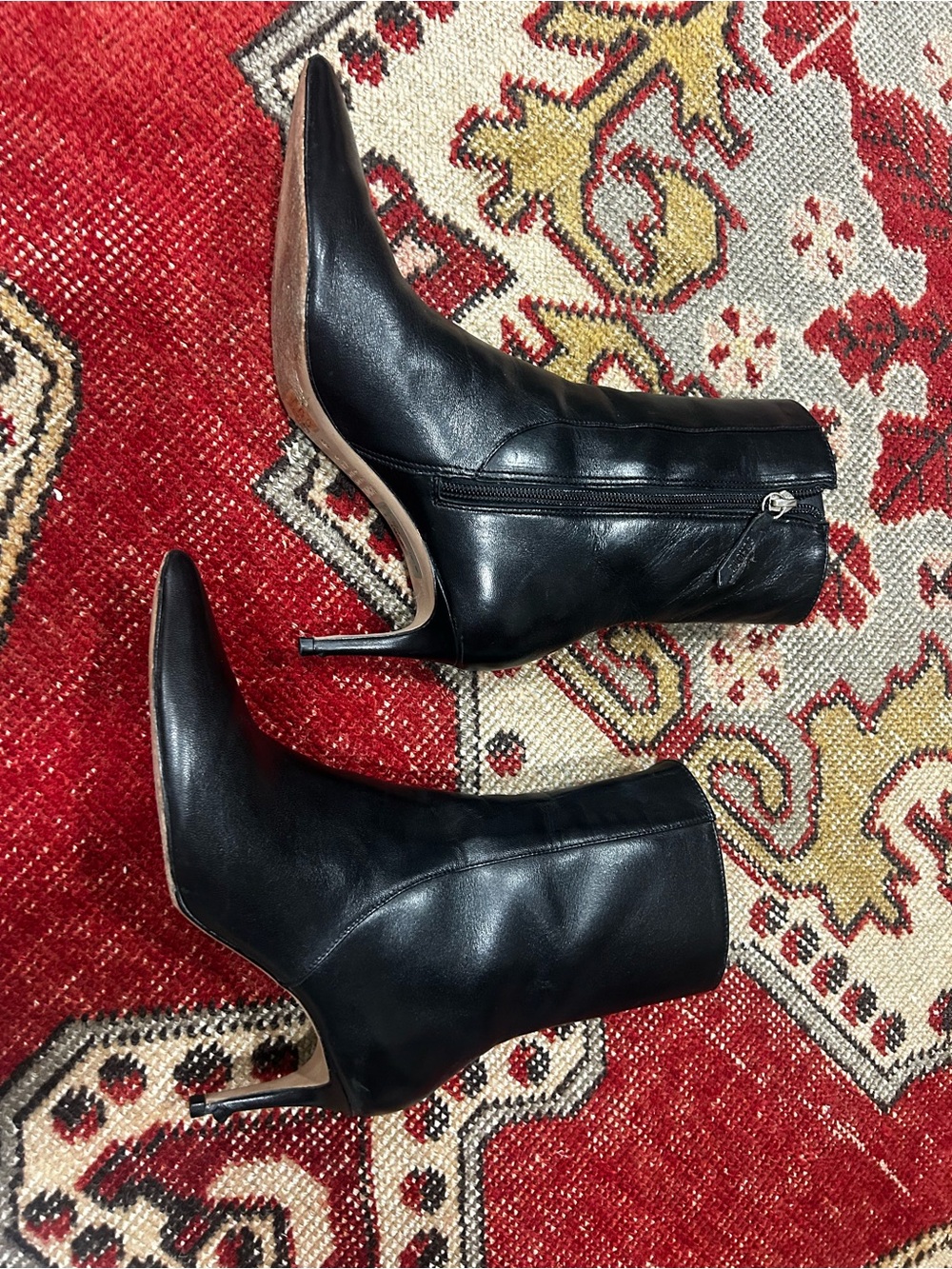 SCHUTZ Leather Pointed Toe Stiletto Ankle Boots (7.5)
